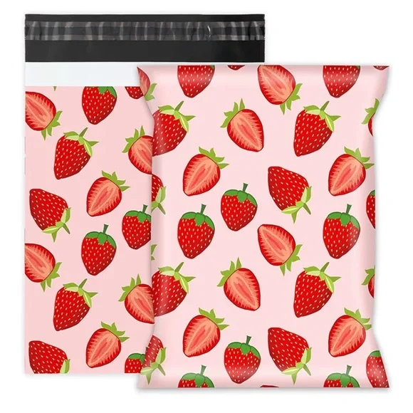 10 Pk 10x13” Strawberry Polymailers - Picture 1 of 3